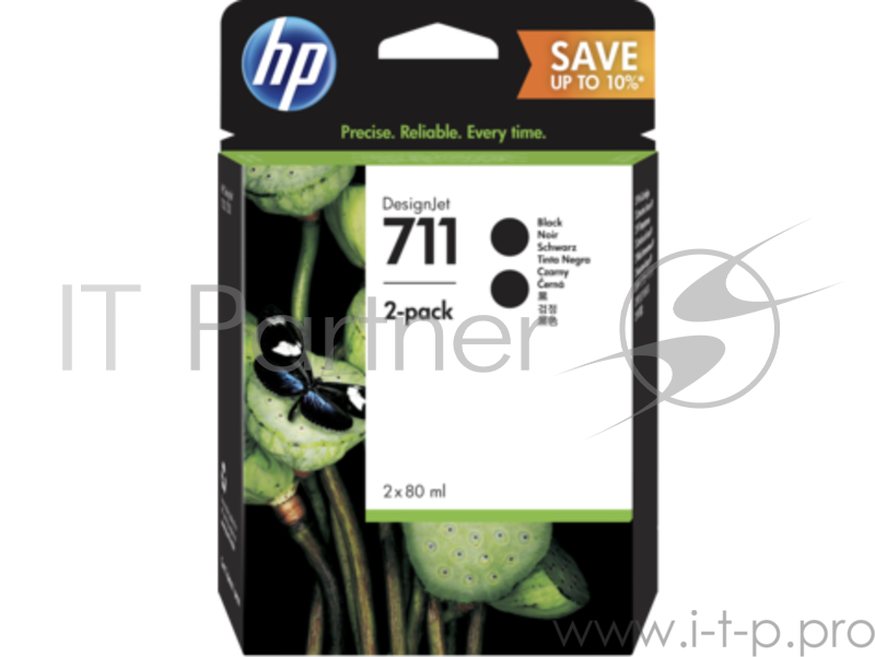 Расходные материалы HP P2V31A Картридж HP 711 черный 2-Pack {DJ T120/T520, 80 мл, (CZ133A *2 шт.))