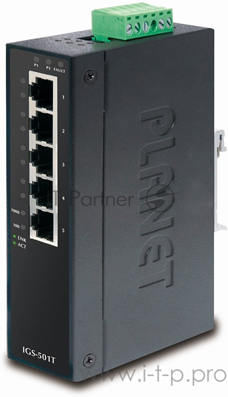 коммутатор PLANET IP30 Slim type 5-Port Industrial Gigabit Ethernet Switch (-40 to 75 degree C)