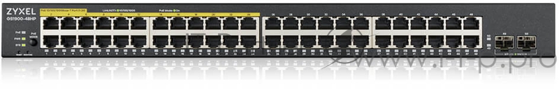 Kоммутатор Zyxel GS1900-48HPv2 Smart L2 PoE + switch, rack 19 , 48xGE (24xPoE +), 2xSFP, PoE budget 170 W