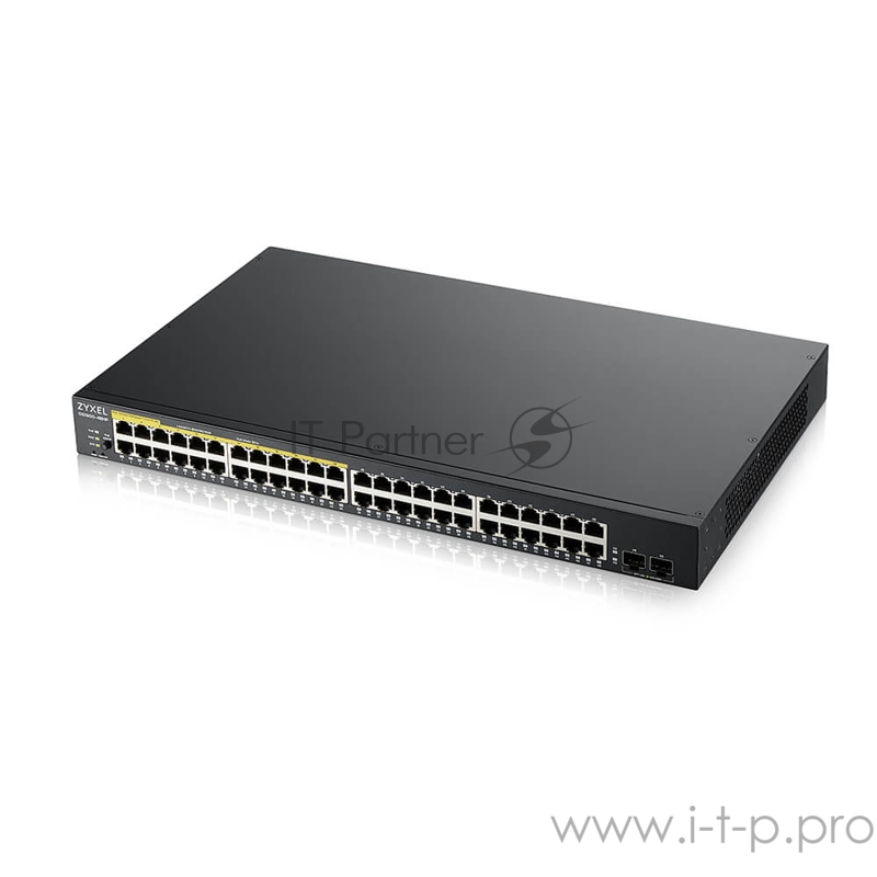 Kоммутатор Zyxel GS1900-48HPv2 Smart L2 PoE + switch, rack 19 , 48xGE (24xPoE +), 2xSFP, PoE budget 170 W