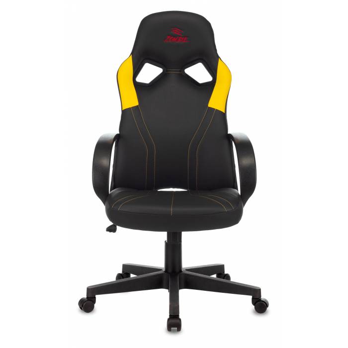 Кресло игровое Бюрократ ZOMBIE RUNNER черный/желтый искусственная кожа крестовина пластик