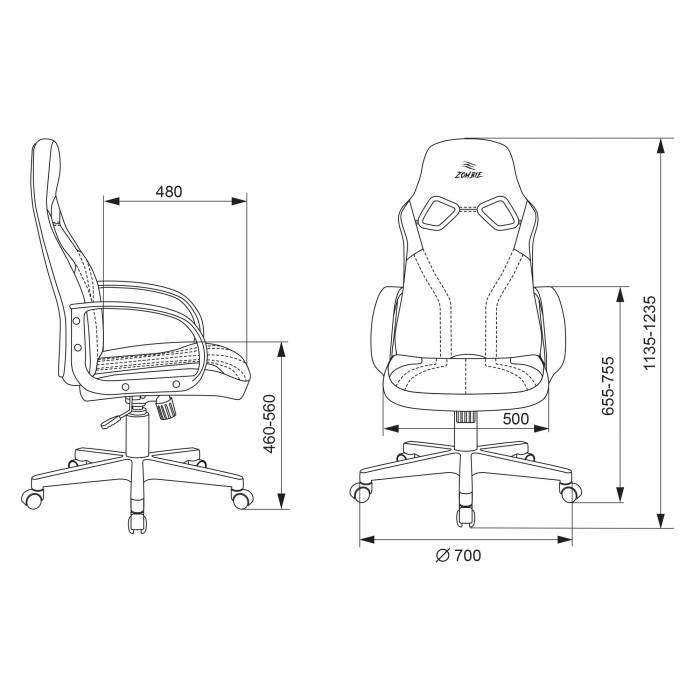 Кресло игровое Бюрократ ZOMBIE RUNNER черный/желтый искусственная кожа крестовина пластик