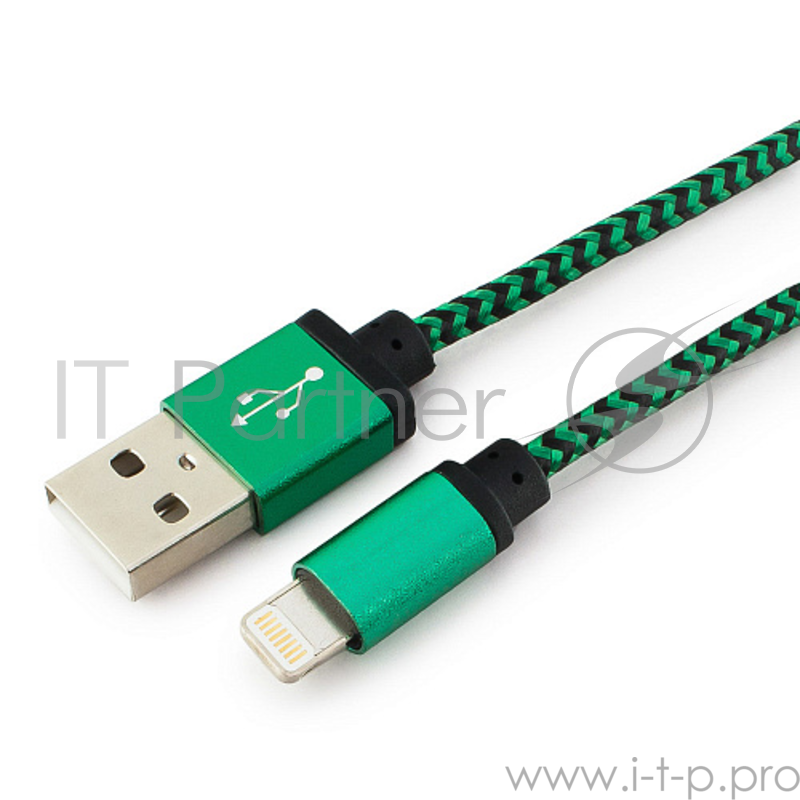 Кабель Gembird Кабель USB 2.0 Cablexpert CC-ApUSB2gn1m, AM/Lightning 8P, 1м, нейлоновая оплетка, алюминиевые разъемы, зеленый, пакет