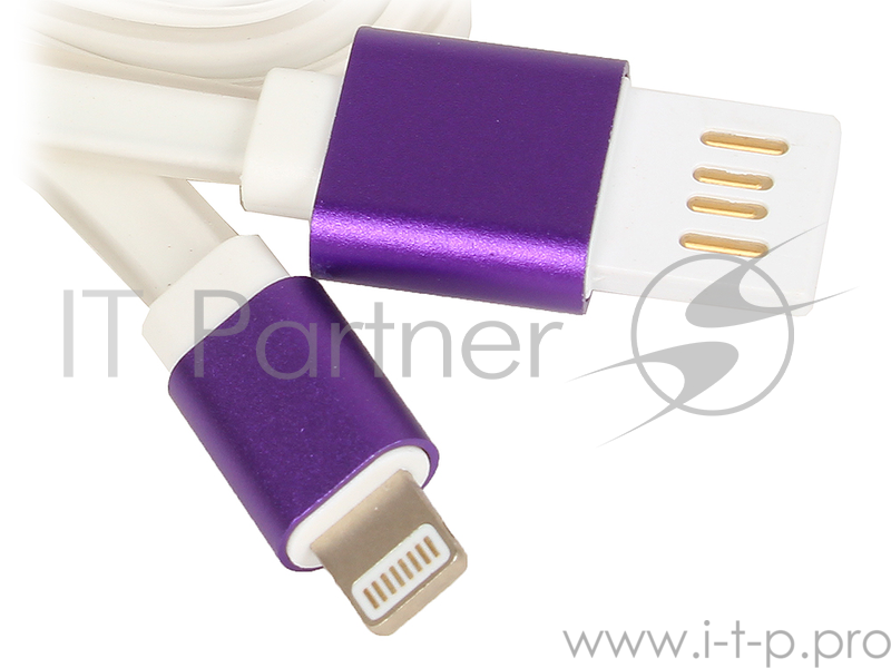 Кабель Gembird Кабель USB 2.0 Cablexpert CC-ApUSBp1m, AM/Lightning 8P, 1м, силиконовый шнур, разъемы фиолетовый металлик, пакет