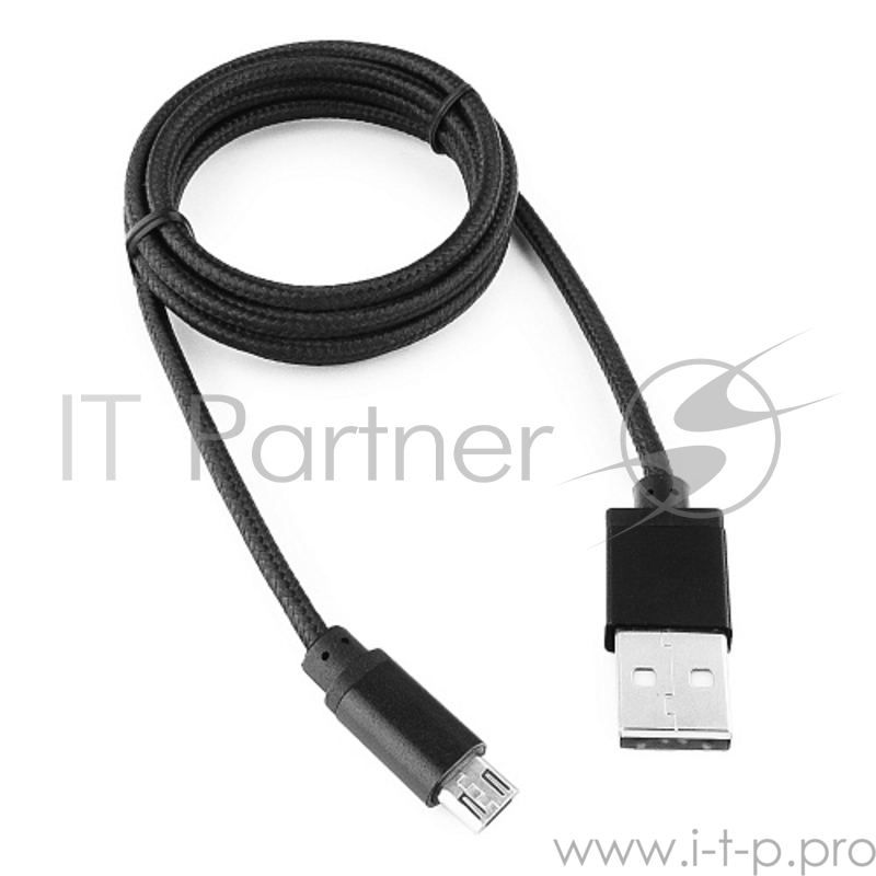Кабель Gembird Кабель USB 2.0 Cablexpert CC-mUSB2bk1m, AM/microBM 5P, 1м, нейлоновая оплетка, алюминиевые разъемы, черный, пакет