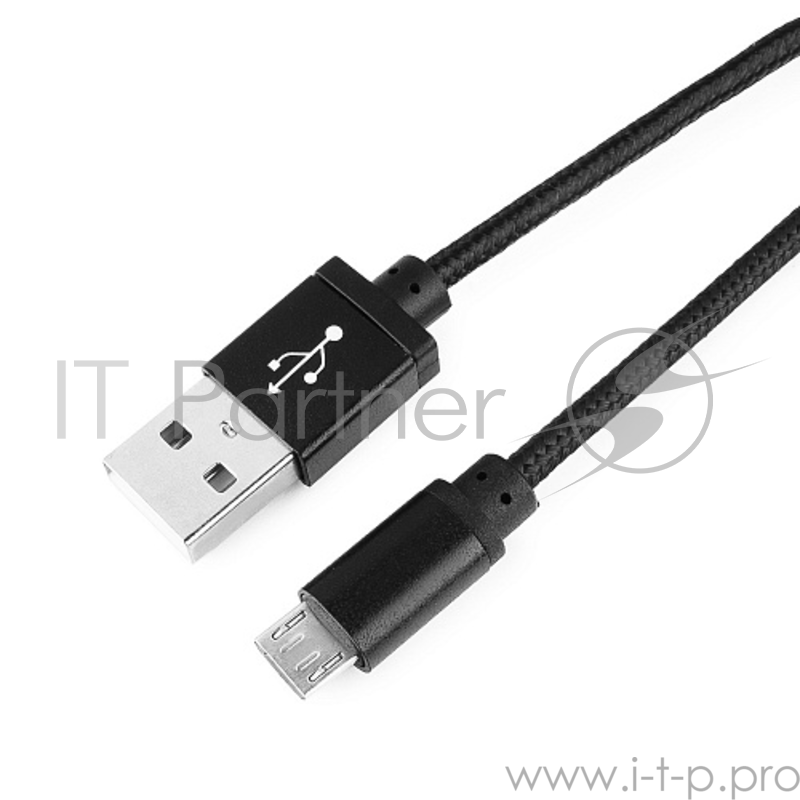Кабель Gembird Кабель USB 2.0 Cablexpert CC-mUSB2bk1m, AM/microBM 5P, 1м, нейлоновая оплетка, алюминиевые разъемы, черный, пакет