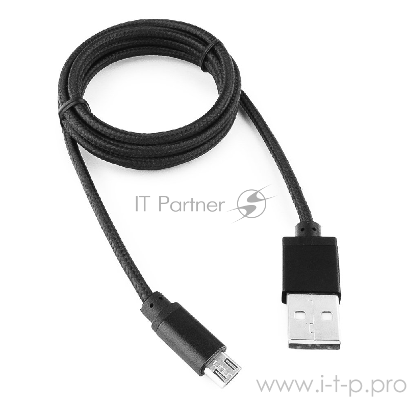Кабель Gembird Кабель USB 2.0 Cablexpert CC-mUSB2bk1m, AM/microBM 5P, 1м, нейлоновая оплетка, алюминиевые разъемы, черный, пакет