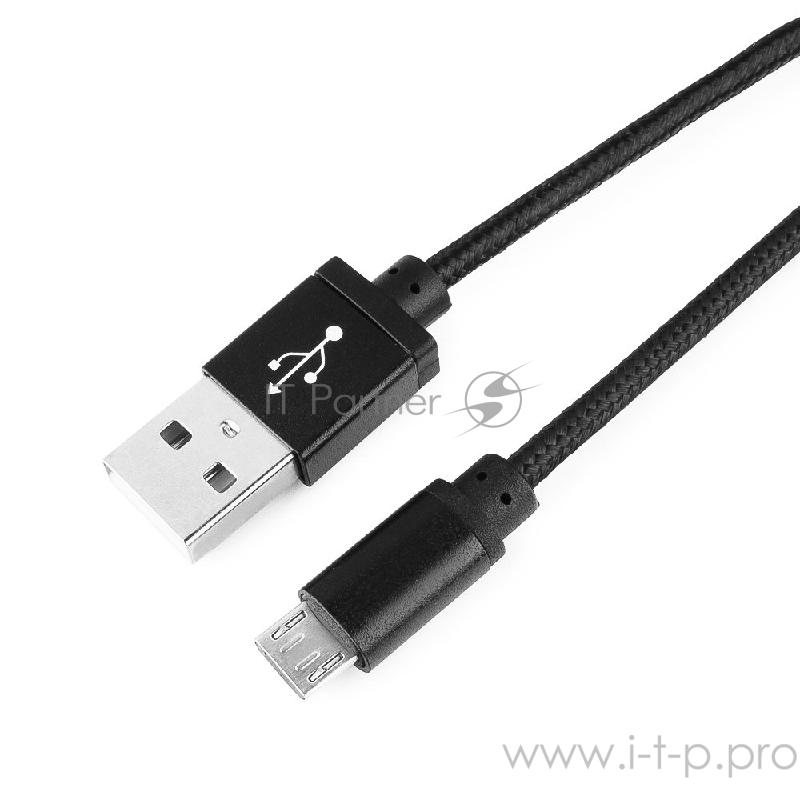 Кабель Gembird Кабель USB 2.0 Cablexpert CC-mUSB2bk1m, AM/microBM 5P, 1м, нейлоновая оплетка, алюминиевые разъемы, черный, пакет