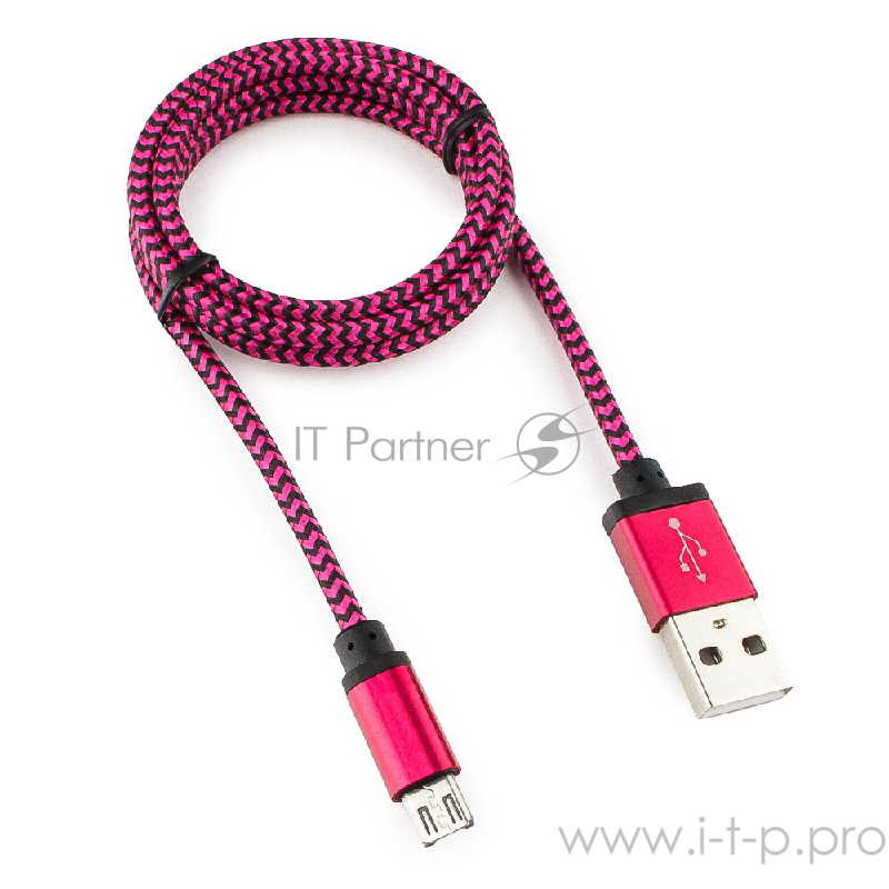 Кабель Gembird Кабель USB 2.0 Cablexpert CC-mUSB2pe1m, AM/microBM 5P, 1м, нейлоновая оплетка, алюминиевые разъемы, фиолетовый, пакет