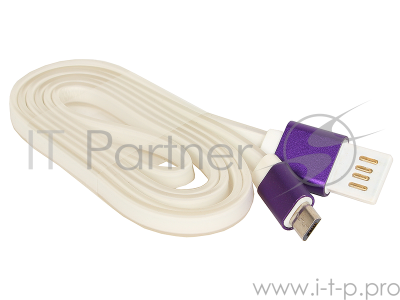 Кабель Gembird Кабель USB 2.0 Cablexpert CC-mUSBp1m, AM/microBM 5P, 1м, силиконовый шнур, разъемы фиолетовый металлик, пакет