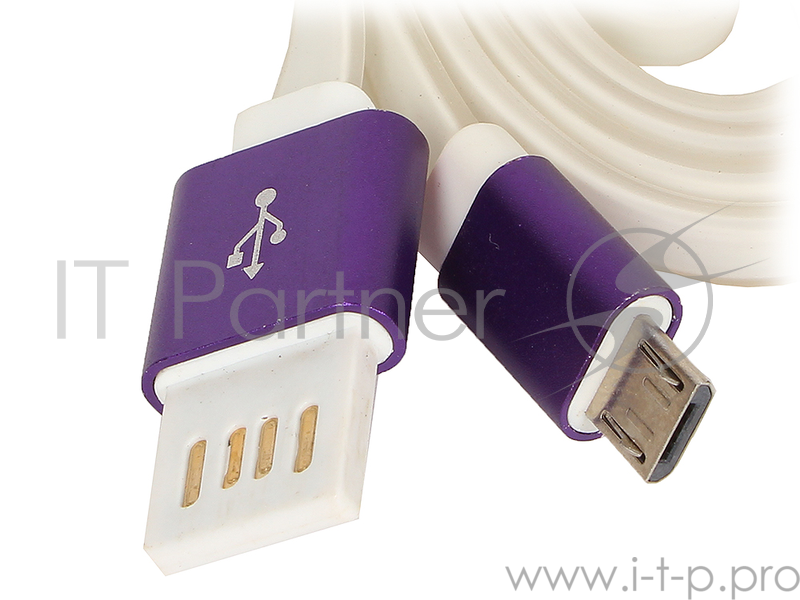 Кабель Gembird Кабель USB 2.0 Cablexpert CC-mUSBp1m, AM/microBM 5P, 1м, силиконовый шнур, разъемы фиолетовый металлик, пакет