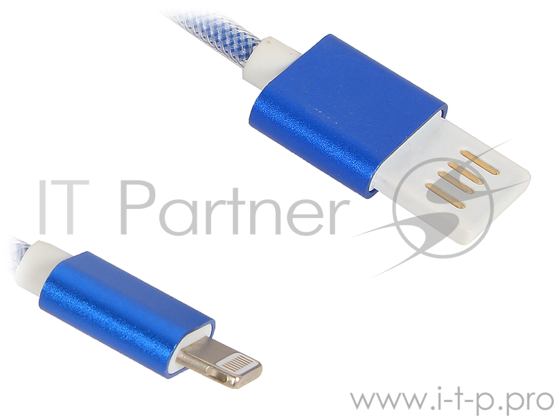 Кабель Gembird Кабель USB 2.0 Cablexpert CCB-ApUSBb1m, AM/Lightning 8P, 1м, армированная оплетка, разъемы синий металлик, блистер