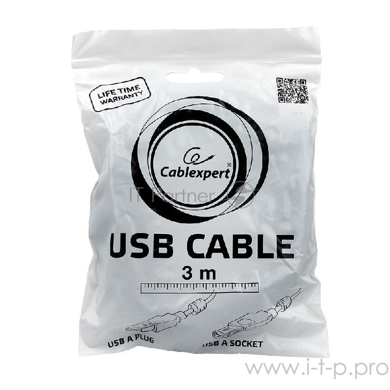 Кабель Gembird/Cablexpert CCF2-USB2-AMAF-10 USB 2.0 Pro Кабель, AM/AF, 3м, экран, 2феррит.кольца, черный, пакет