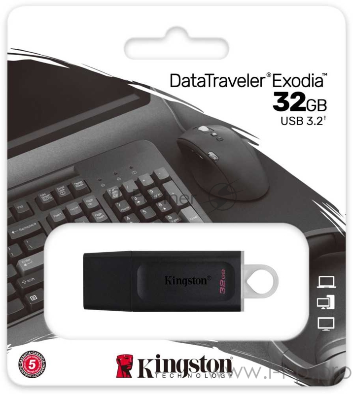 Накопитель KINGSTON 32GB USB3.2 Gen 1 DataTraveler Exodia (Black + White)