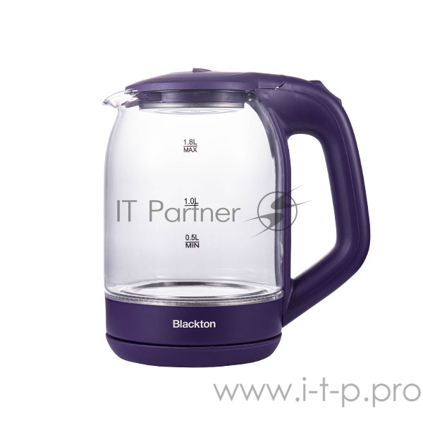 Чайник Blackton Bt KT1823G Фиолетовый Мощность1500Вт, Максимальный объем 1.8л, Материал корпуса Жаропрочное стекло, Индикатор включения, Отключение при закипании, Отключение при снятии, Отключение при отсутствии воды, Отсек для хранения электрошнура,