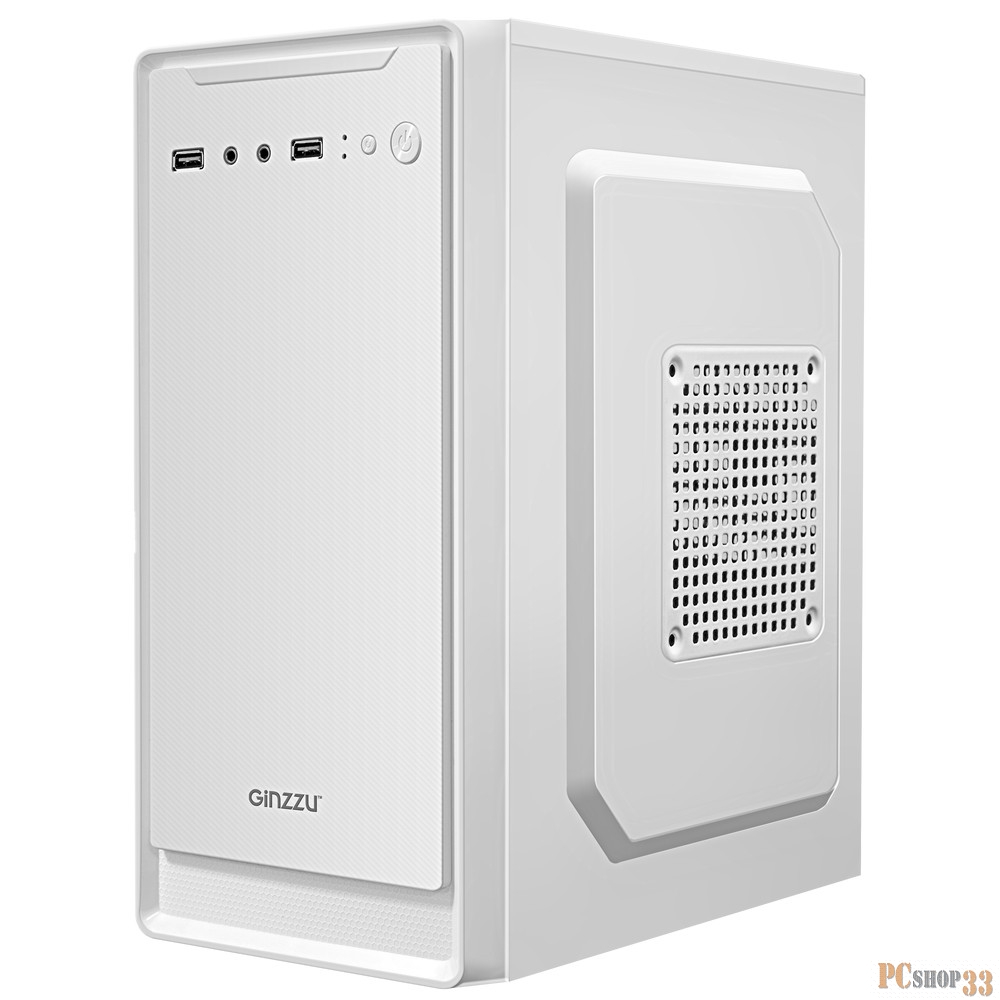 Корпус MiniTower Ginzzu B185 White mATX,2xUSB2.0, белый,w/o PSU, w/o fan (Ginzzu B185)