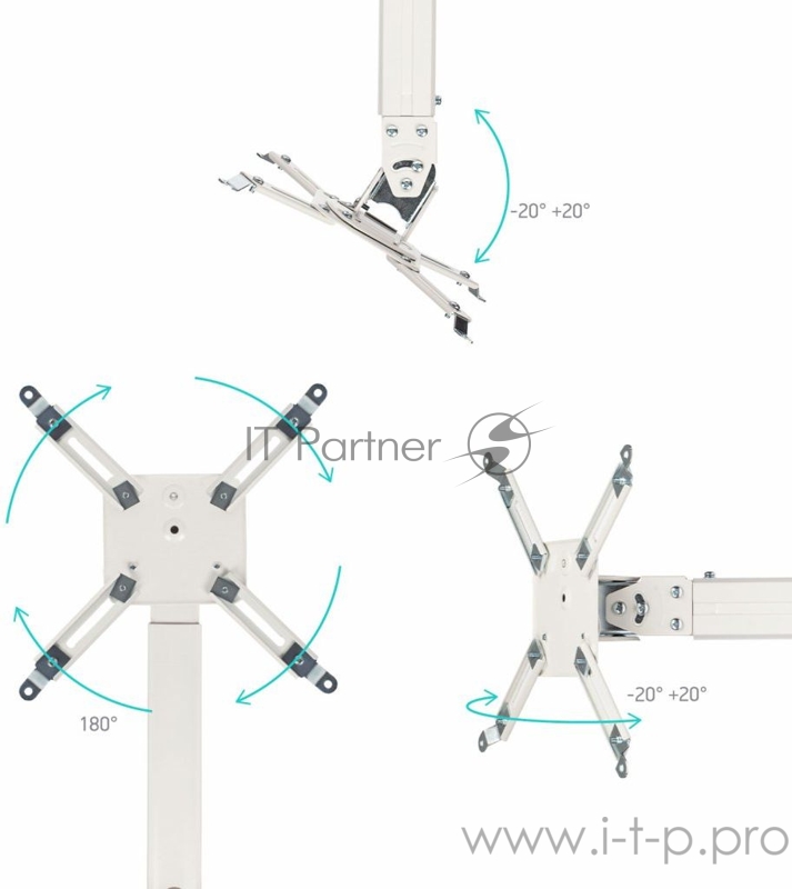 Кронштейн для проектора Onkron K5A белый макс.10кг потолочный поворотно-выдвижной и наклонный