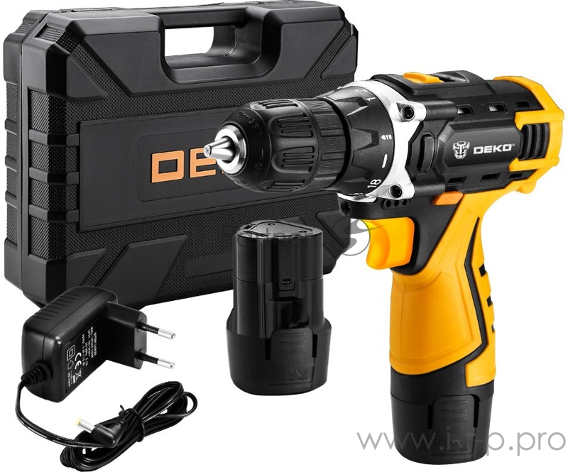 Дрель-шуруповерт Deko DKCD12FU-Li аккум. патрон:быстрозажимной (кейс в комплекте)