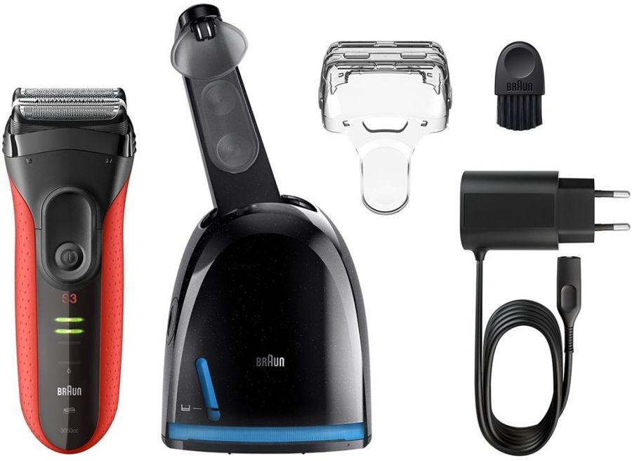 Бритва сетчатая Braun Series 3 3050cc красный/черный