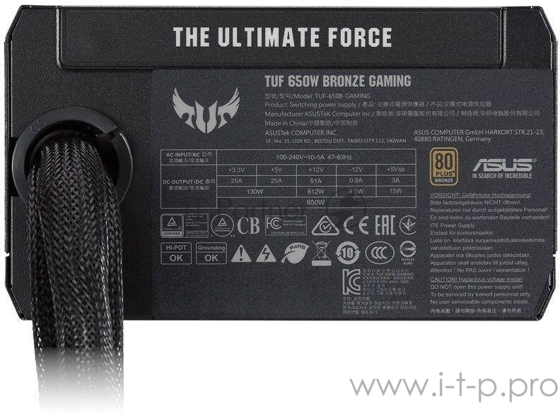 ASUS TUF Gaming 650B игровой блок питания чёрный (650W, 80 Plus Bronze, 135 мм вентилятор, 90YE00D1-B0NA00)