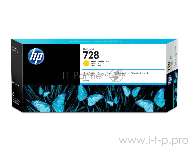 Расходные материалы HP F9K15A Картридж №728, Yellow {DJ T730/830 (300 мл.)}