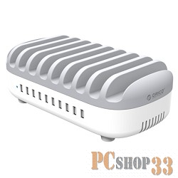 Зарядное устройство ORICO DUK-10P-WH Зарядная станция ORICO DUK-10P-WH для подключения внешних устройств имеет 10 USB выходов