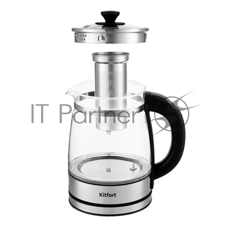 Чайник электрический Kitfort KT-6119 1.7л. 2200Вт прозрачный (корпус: стекло)