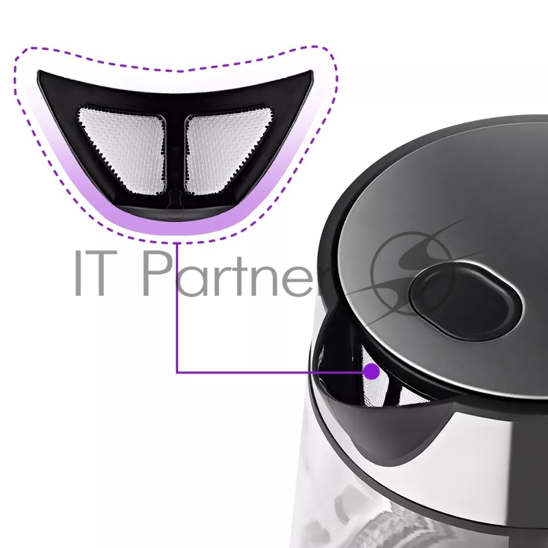 Чайник электрический Kitfort KT-6118 1.7л. 2200Вт прозрачный/серебристый (корпус: стекло)