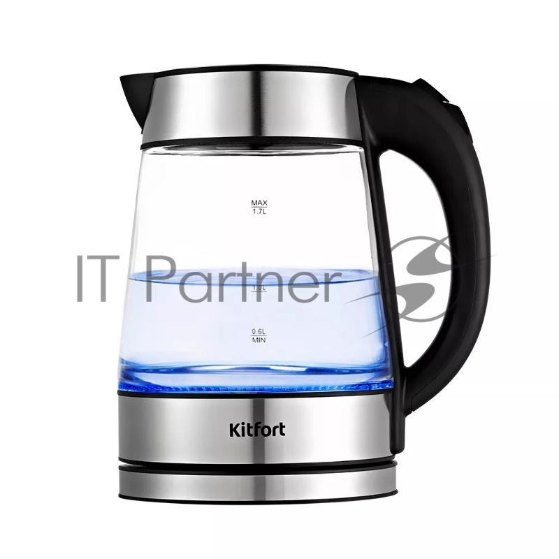 Чайник электрический Kitfort KT-6118 1.7л. 2200Вт прозрачный/серебристый (корпус: стекло)
