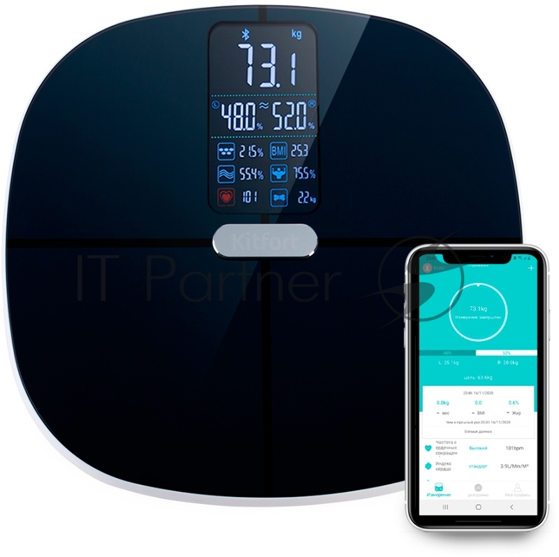 Весы напольные электронные Kitfort KT-809 макс.180кг черный