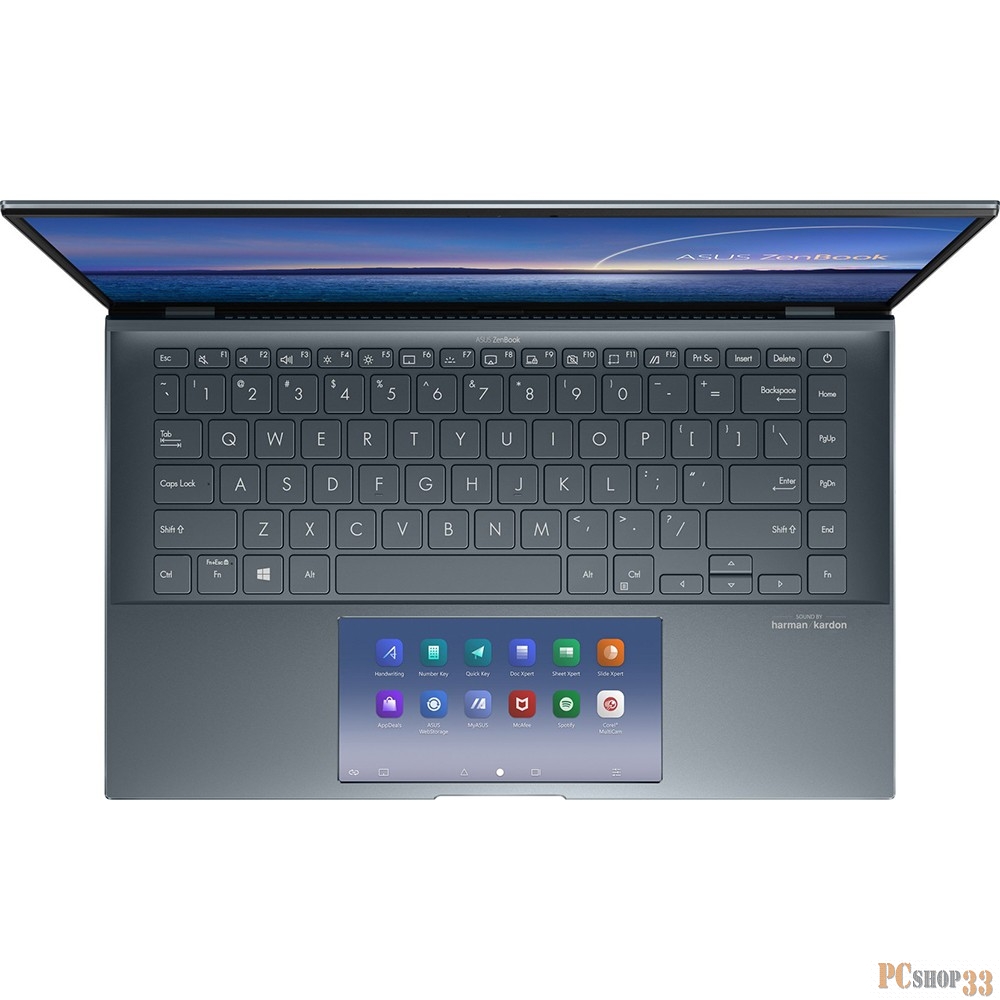 Ноутбук ASUS UX435EA-A5022R +bag+cable 14(1920x1080 (матовый) IPS)/Intel Core i7 1165G7(2.8Ghz)/16384Mb/1024PCI Iris Xe Graphics/Cam/BT/WiFi/war 1y/1.19kg/Pine Grey/W10Pro + ScreenPad /