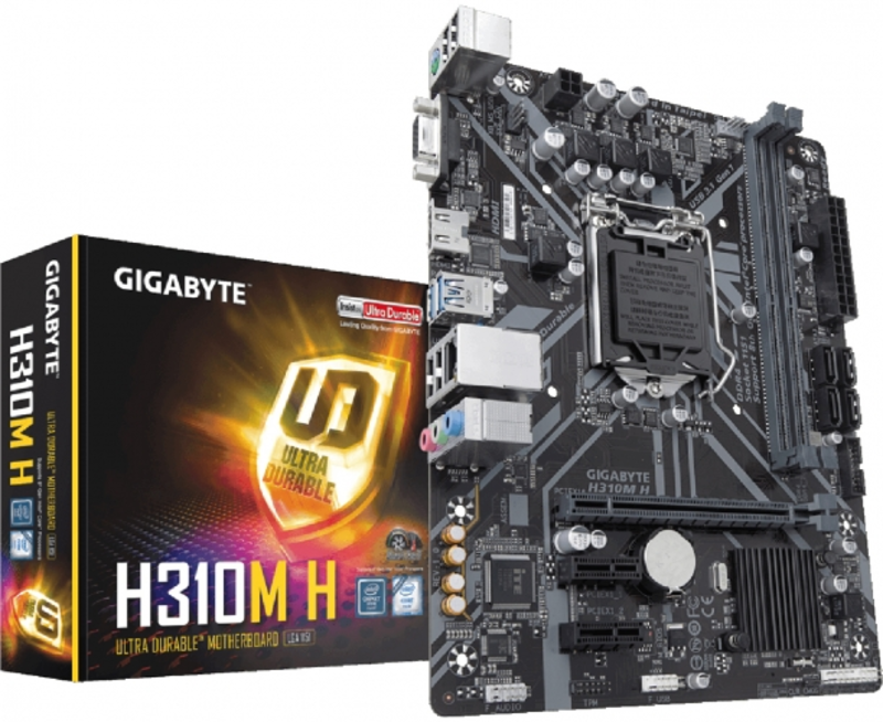 Материнская плата Gigabyte H310M H / H310M H 2.0, Socket 1151, Intel®H310, 2xDDR4-2666, D-SUB+HDMI, 1xPCI-Ex16, 2xPCI-Ex1, 4xSATA3, 8 Ch Audio, GLan, (4+2)xUSB2.0, (2+2)xUSB3.1, 1xPS/2, mATX, RTL, {10}