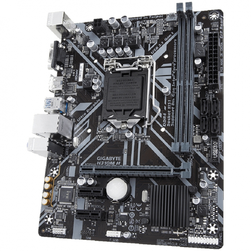 Материнская плата Gigabyte H310M H / H310M H 2.0, Socket 1151, Intel®H310, 2xDDR4-2666, D-SUB+HDMI, 1xPCI-Ex16, 2xPCI-Ex1, 4xSATA3, 8 Ch Audio, GLan, (4+2)xUSB2.0, (2+2)xUSB3.1, 1xPS/2, mATX, RTL, {10}