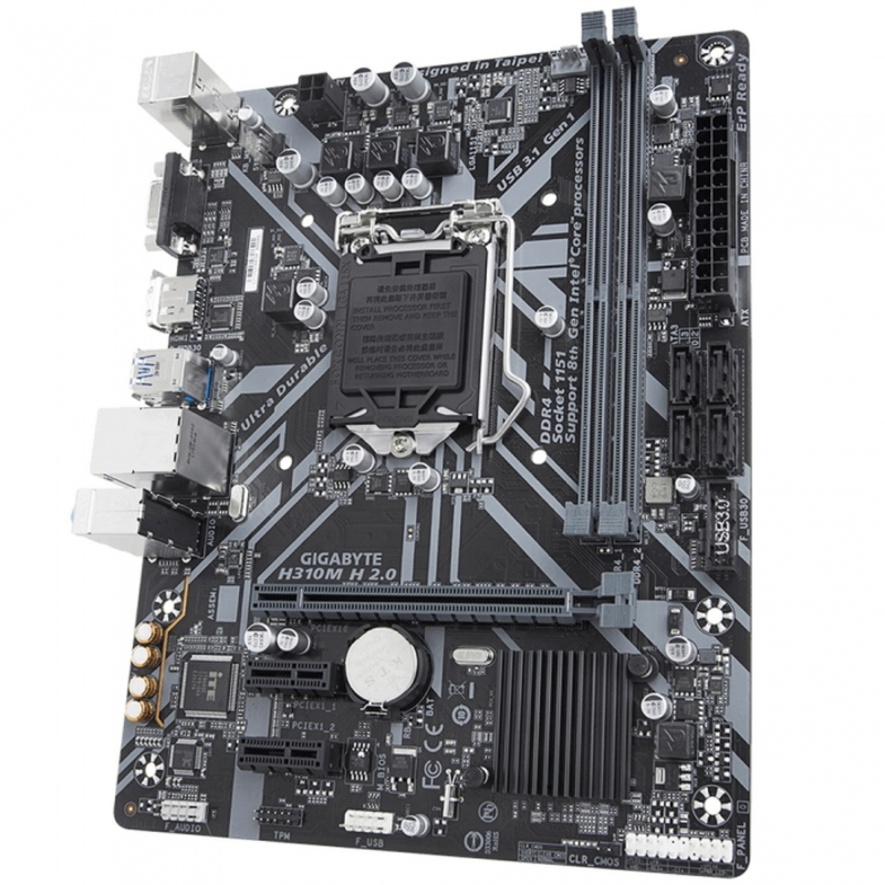 Материнская плата Gigabyte H310M H / H310M H 2.0, Socket 1151, Intel®H310, 2xDDR4-2666, D-SUB+HDMI, 1xPCI-Ex16, 2xPCI-Ex1, 4xSATA3, 8 Ch Audio, GLan, (4+2)xUSB2.0, (2+2)xUSB3.1, 1xPS/2, mATX, RTL, {10}