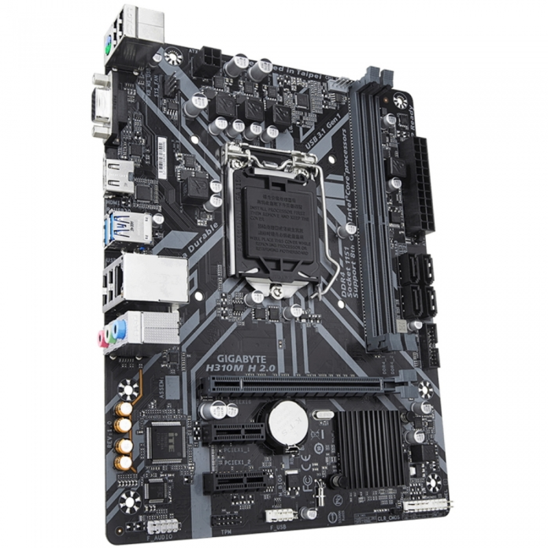 Материнская плата Gigabyte H310M H / H310M H 2.0, Socket 1151, Intel®H310, 2xDDR4-2666, D-SUB+HDMI, 1xPCI-Ex16, 2xPCI-Ex1, 4xSATA3, 8 Ch Audio, GLan, (4+2)xUSB2.0, (2+2)xUSB3.1, 1xPS/2, mATX, RTL, {10}