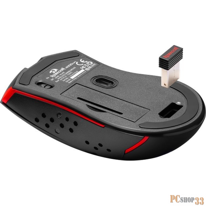 Игровая мышь беспроводная Redragon Blade чёрно-красная (2.4 ГГц, USB, 9 кнопок, 4800 Dpi, красная подсветка, 1 x AA)