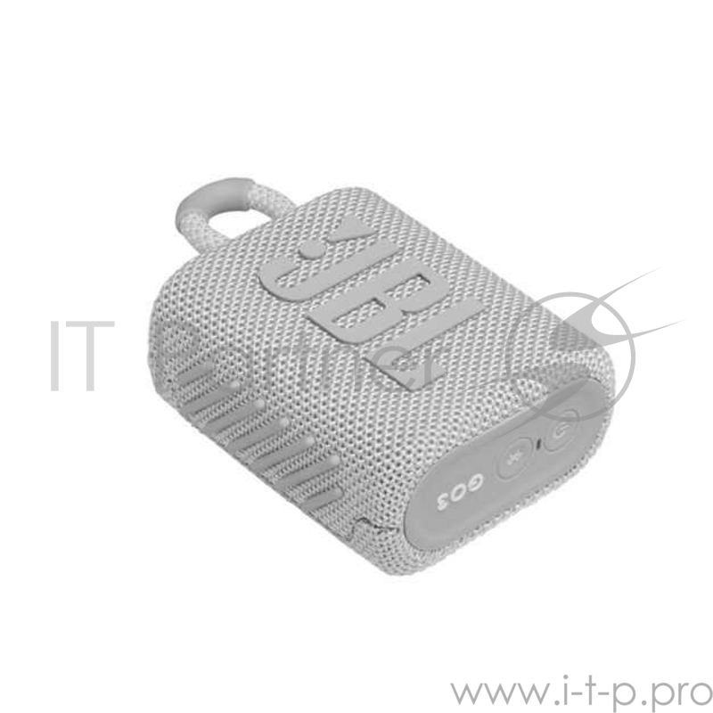Портативная акустика, JBL GO 3 белый Bluetooth 5.1, мощность 4.2 Вт RMS, время зарядки аккумулятора 2,5 ч, время воспроизведения контента до 5ч, вес 209 г, цвет белый