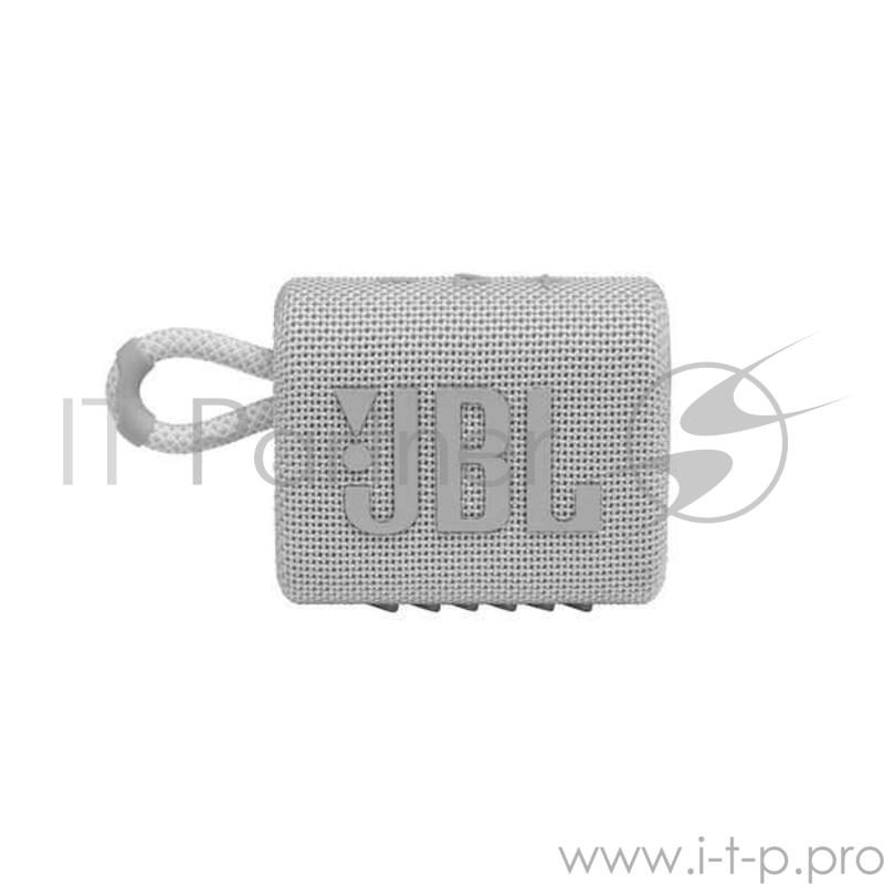 Портативная акустика, JBL GO 3 белый Bluetooth 5.1, мощность 4.2 Вт RMS, время зарядки аккумулятора 2,5 ч, время воспроизведения контента до 5ч, вес 209 г, цвет белый