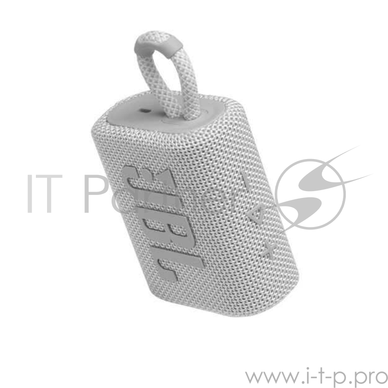 Портативная акустика, JBL GO 3 белый Bluetooth 5.1, мощность 4.2 Вт RMS, время зарядки аккумулятора 2,5 ч, время воспроизведения контента до 5ч, вес 209 г, цвет белый