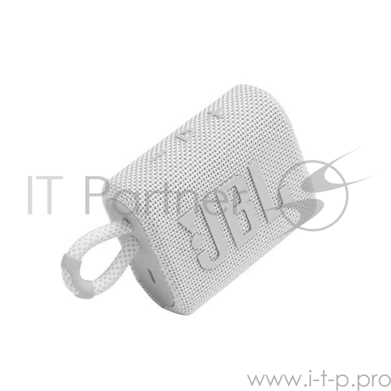 Портативная акустика, JBL GO 3 белый Bluetooth 5.1, мощность 4.2 Вт RMS, время зарядки аккумулятора 2,5 ч, время воспроизведения контента до 5ч, вес 209 г, цвет белый