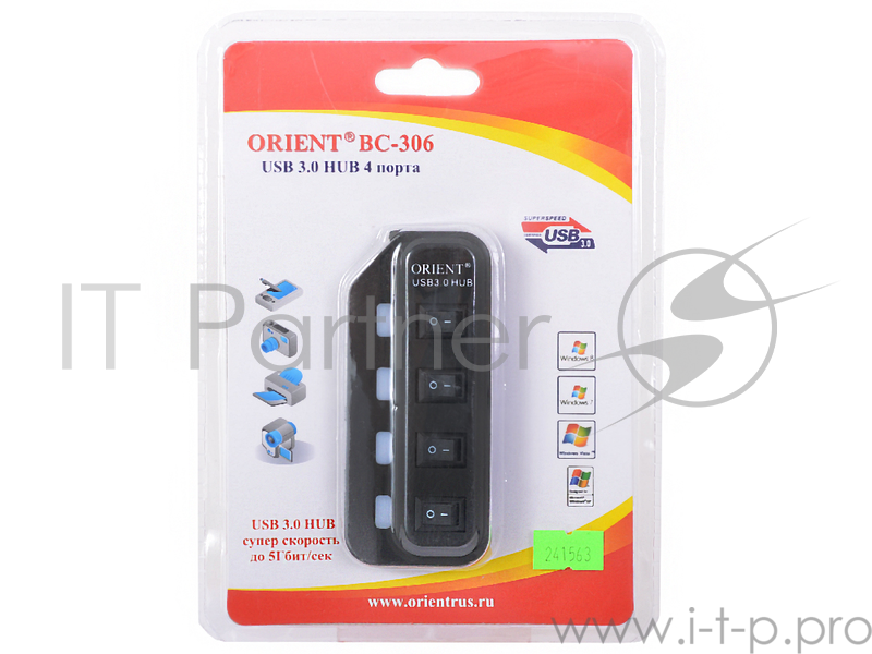 Контроллер ORIENT BC-306 {HUB USB 3.0 4 Port }