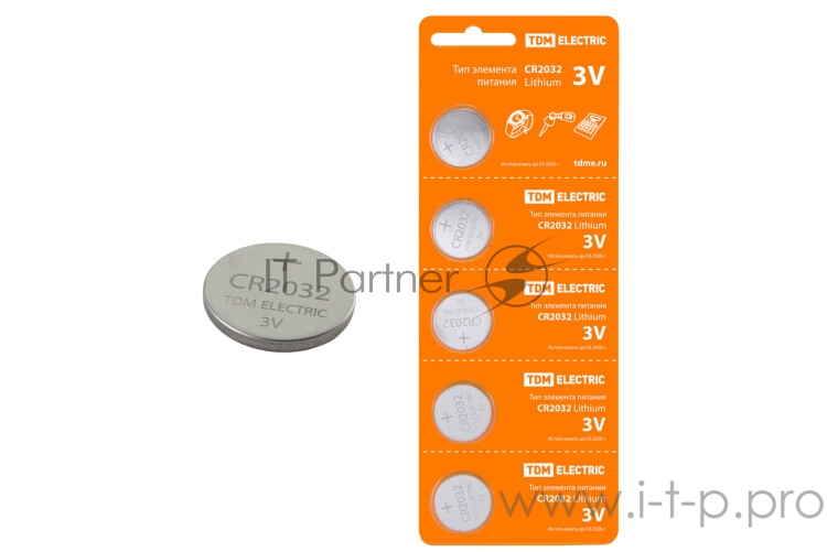 Элемент питания CR2032 Lithium 3V BP-5 | SQ1702-0029 | TDM