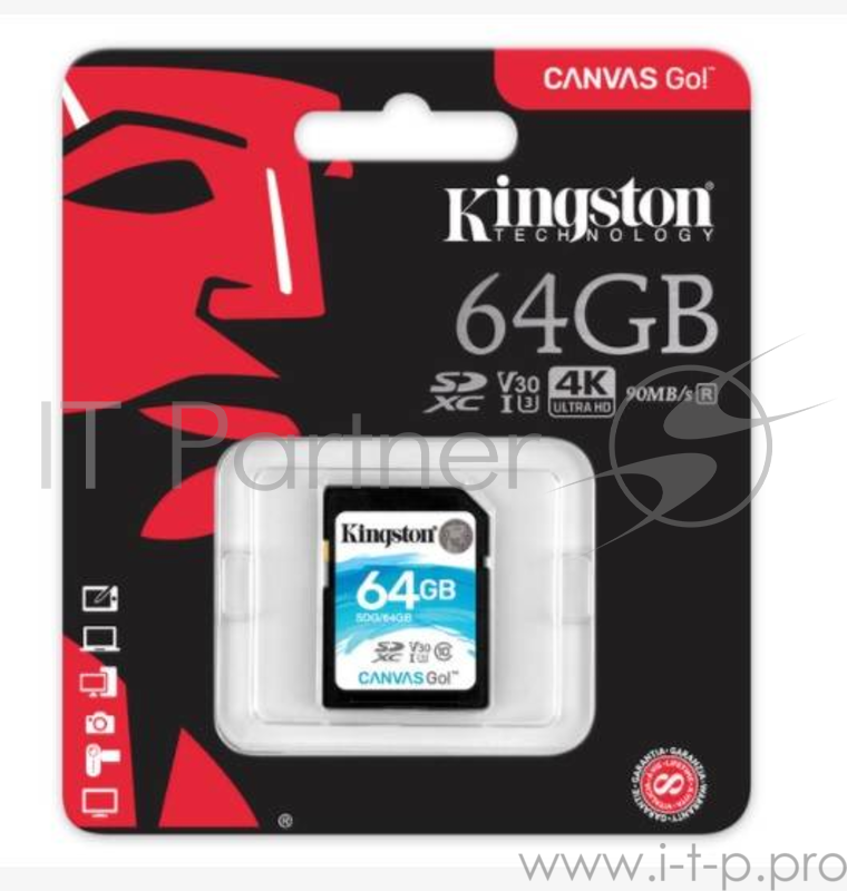 Карта памяти SecureDigital 64Gb Kingston SDG/64GB {SDXC Class 10, UHS-I U3}