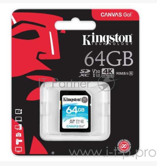 Карта памяти SecureDigital 64Gb Kingston SDG/64GB {SDXC Class 10, UHS-I U3}