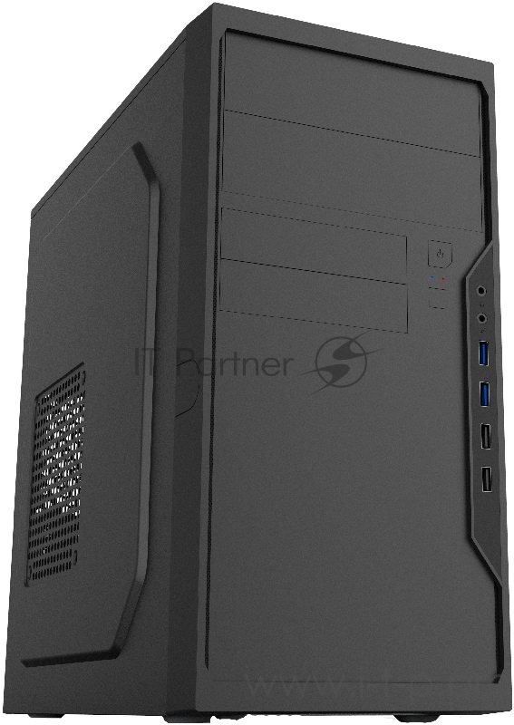 Корпус с блоком питания 450Вт. Foxline FL-733R mATX case, black, w/PSU 450W (CPU 4+4pin), 12cm, w/2xUSB2.0, w/2xUSB3.0, w/Type-C, intrusion switch, w/pwr cord, w/8cm rear FAN