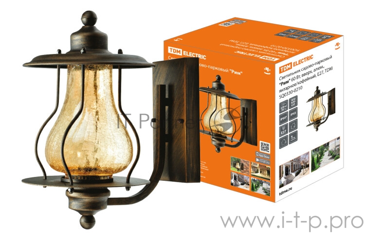Светильник садово-парковый Рим 60 Вт, вверх, алюм., янтарное/кофейный, Е27 | SQ0330-0210 | TDM