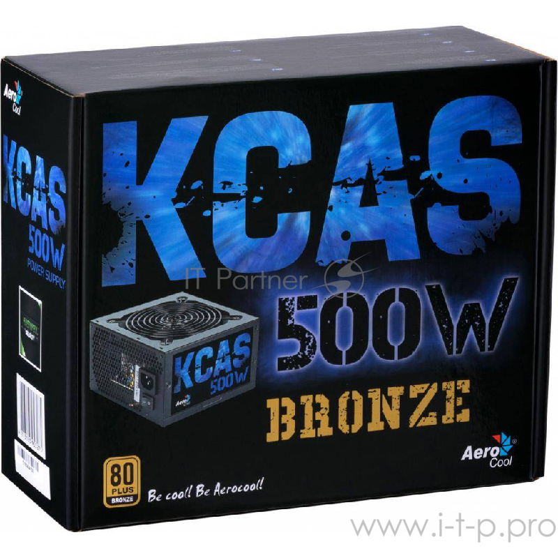 Блок питания Aerocool 500W RTL KCAS-500PLUS { 80+ bronze (24+4+4pin) APFC 120mm fan 7xSATA RTL}