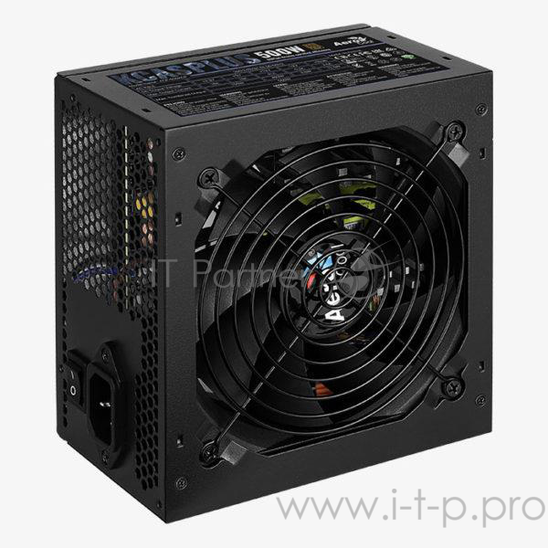 Блок питания Aerocool 500W RTL KCAS-500PLUS { 80+ bronze (24+4+4pin) APFC 120mm fan 7xSATA RTL}
