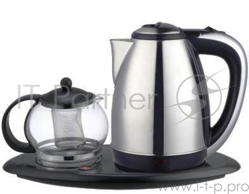 Чайный набор IRIT IR-1502(Мощность чайника 1500 Вт, набора — 1850Вт. В наборе: чайник из нержавейщей стали (объем 1,8л) и стеклянный заварочный чайник (объем 0,8л). Функция подогрева заварочного чайника, ситечко для заварки из нерж. стали, защита от