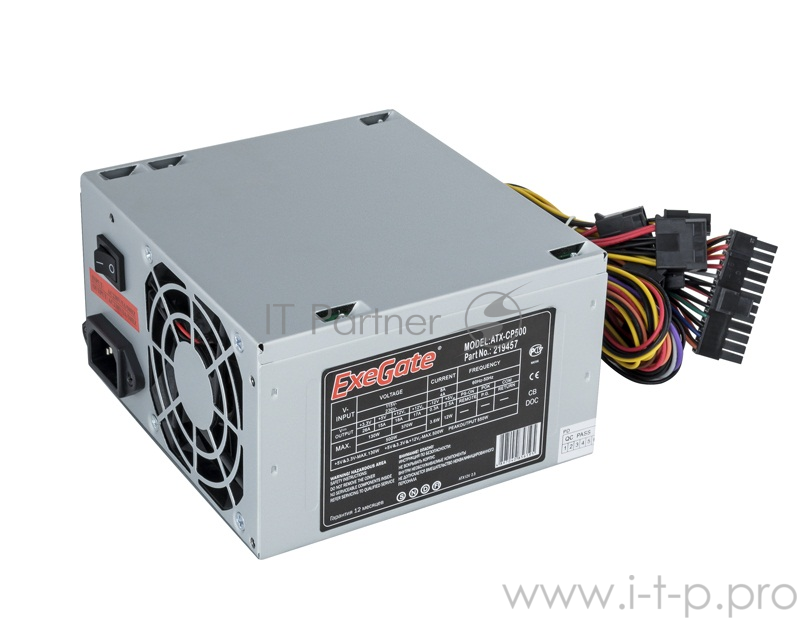 Блок питания 500W ExeGate CP500, ATX, 8cm fan, 24p+4p, 3*SATA, 2*IDE, FDD